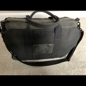 Black Canvas Carry On Weekend Travel Bag with Leather Trim